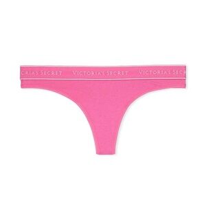 VICTORIAS SECRET LOGO COTTON THONG PANTY UNDERWEAR. NWT